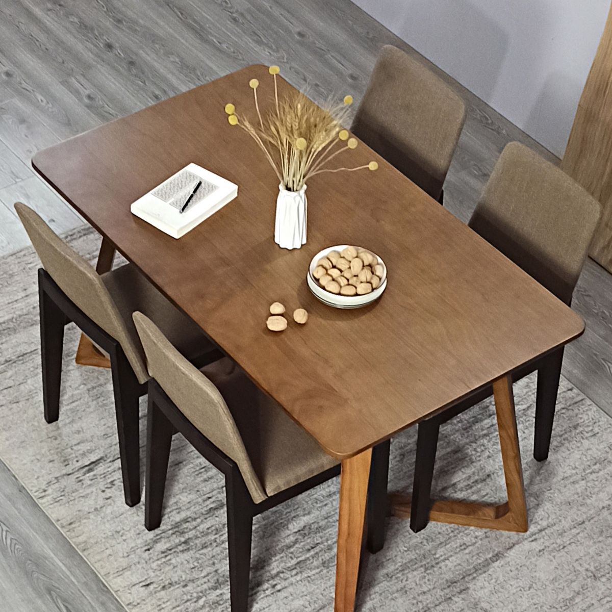 Modern Solid Wood Brown Dining Table Rectangle Shape Dining Table with Double Pedestal Bases Clearhalo ' dining_table' 'Dining Tables & Seating' 'Dining Tables' 'furn' 'furn_dining_table' 'Furniture' 'furniture_dining_table' 'Kitchen & Dining Furniture' 'kitchen&dining_furn' 'kitchen' 'kitchen_dining_table' 1200x1200_0b9bcfa6-fbbc-46d2-bae5-24af52262724