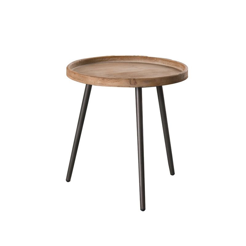 素朴なソリッドウッド3脚トレイトップラウンド苦しんでいるリビングルームサイドテーブル