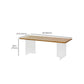 Modern Pine Wood Dining Table Rectangle Table with Double Pedestal Base for Dining Room