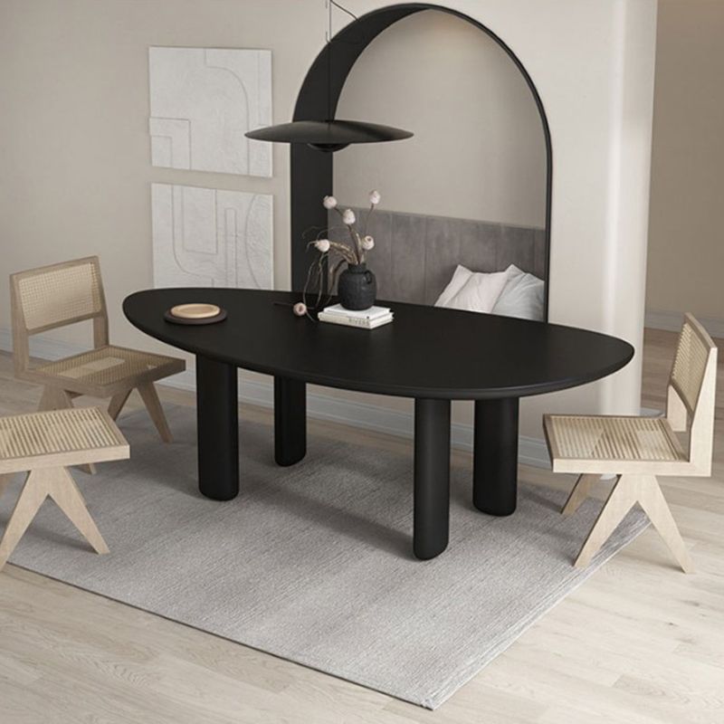 Nordic Simple Solid Wood Table for Restaurant Oval Table with Three Pedestal Clearhalo 'Dining Tables & Seating' 'Dining Tables' 'dining_table' 'furn' 'furn_dining_table' 'Furniture' 'furniture_dining_table' 'Kitchen & Dining Furniture' 'kitchen' 'kitchen_dining_table' 1200x1200_0b9c6977-8125-4e8d-8701-abfb1f41053a