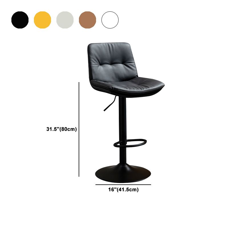 Contemporary Metal Barstool Faux Leather Footrest Adjustable Low Back Counter Stool Clearhalo 'Bar Furniture' 'Bar Stools' 'bar_stools' 'furn' 'furn_bar_stools' 'Furniture' 'Kitchen & Dining Furniture' 1200x1200_0b9cfbdb-09e1-4755-89d9-4248fcd43da9