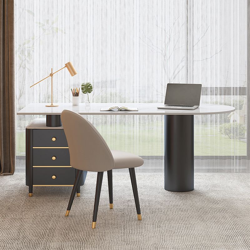 Glam voetstuk Writing Desk White 3 Lads Office Desk met metalen benen