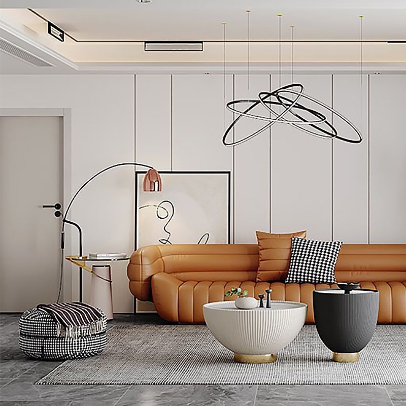 Tableau de la table ronde en verre 23.62 "Table de l'extrémité du piédestal en cuir de haut