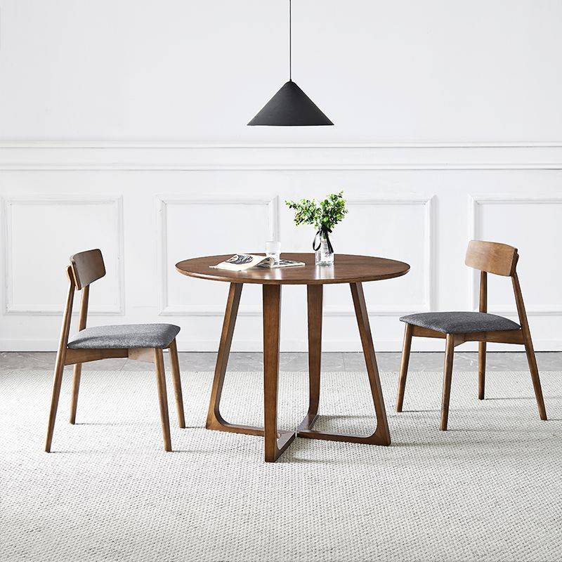 Round Solid Ashwood Brown Table Simplicity Double Pedestal Table for Dining Room Clearhalo ' dining_table' 'Dining Tables & Seating' 'Dining Tables' 'furn' 'furn_dining_table' 'Furniture' 'furniture_dining_table' 'Kitchen & Dining Furniture' 'kitchen&dining_furn' 'kitchen' 'kitchen_dining_table' 1200x1200_0b9e82da-1fc8-4c20-8df6-0cb5bf030019