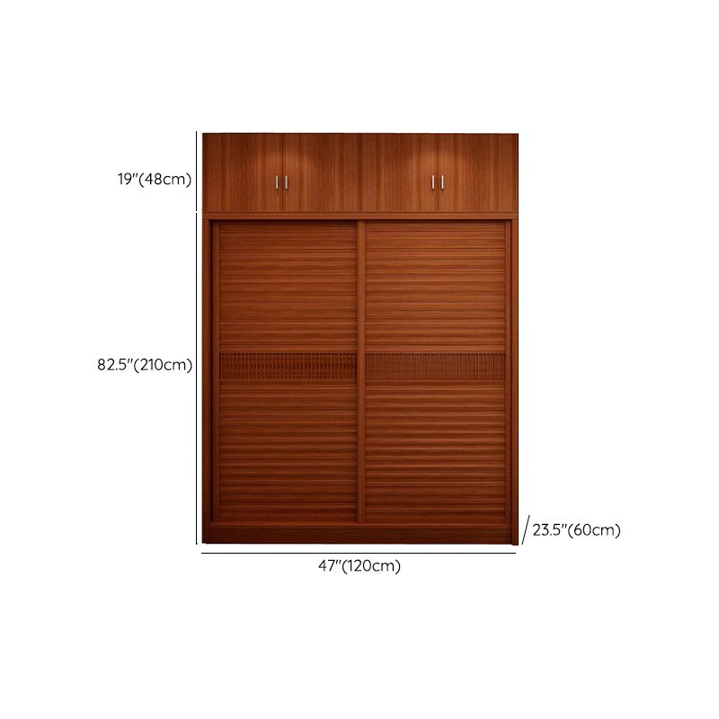 Brown Engineered Wood Wardrobe with Sliding Doors Modern Cabinet for Bedroom Clearhalo 'Armoires & Wardrobes' 'armoires_wardrobes' 'Bedroom Furniture' 'furn' 'furn_armoires_wardrobes' 'Furniture' 1200x1200_0ba09b46-68b7-48ce-a2c3-caf26155035b