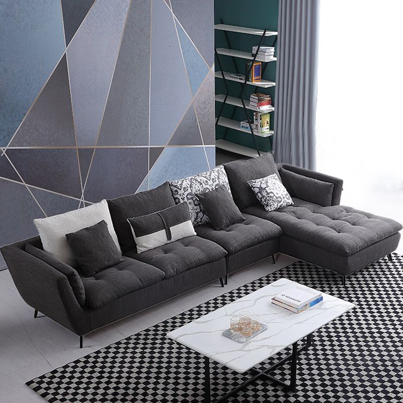 66 "brede moderne sectionele bank vierkante arm grijs getuft sectional