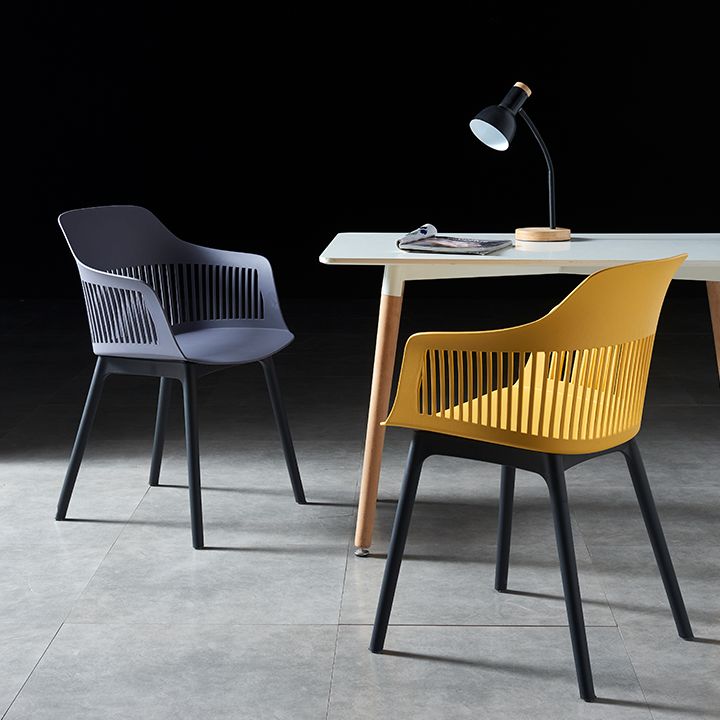 Plastic Scandinavian Dining Kitchen Room Chair Slat Back Arm Chair Clearhalo ' kitchen&dining_furn' 'Dining Chairs' 'Dining Tables & Seating' 'dining_chair' 'furn' 'furn_dining_chair' 'Furniture' 'furniture_dining_chair' 'Kitchen & Dining Furniture' 'kitchen' 1200x1200_0ba22a30-f3a3-4af4-8bd0-c44bd74566cd