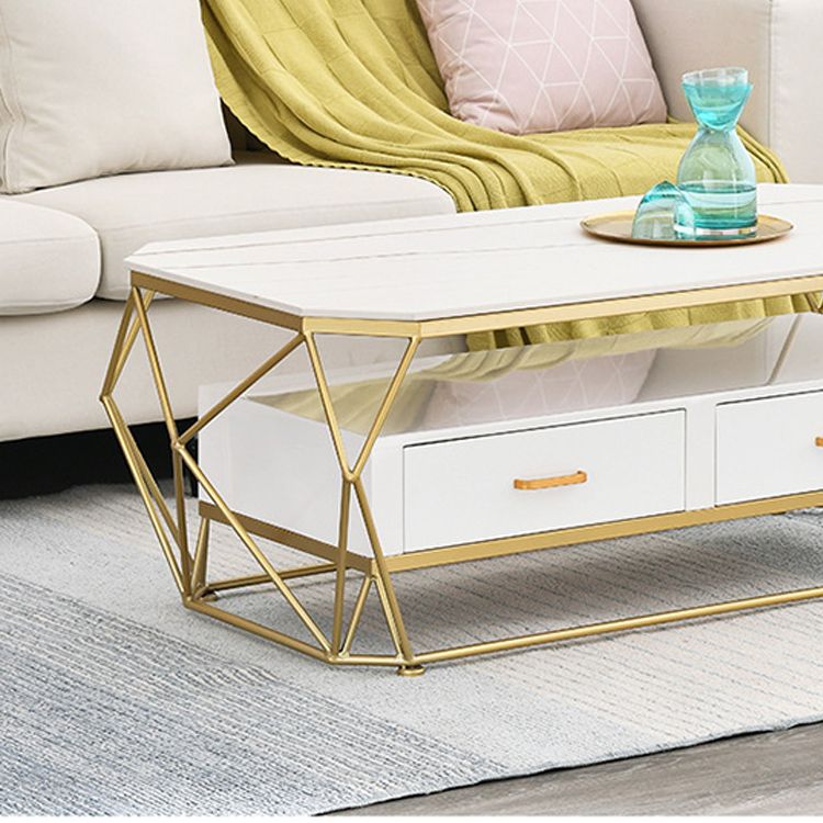 Geometric Slate 2 - Drawer Coffee Cocktail Table with Storage Shelf Clearhalo 'Coffee & Accent Tables' 'Coffee Tables' 'coffee_tables' 'furn' 'furn_coffee_tables' 'Furniture' 'Living Room Furniture' 1200x1200_0ba420d4-8736-4af6-a2ea-5a35b631c56b