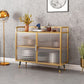 Polished Finish Metal Sideboard Glam Indoor Dining Server with Clear Glass Doors Clearhalo 'buffet_sideboard' 'Buffets & Sideboards' 'furn' 'furn_buffet_sideboard' 'Furniture' 'Kitchen & Dining Furniture' 1200x1200_0ba4be52-22bc-4b3e-976c-b8e1683c2338