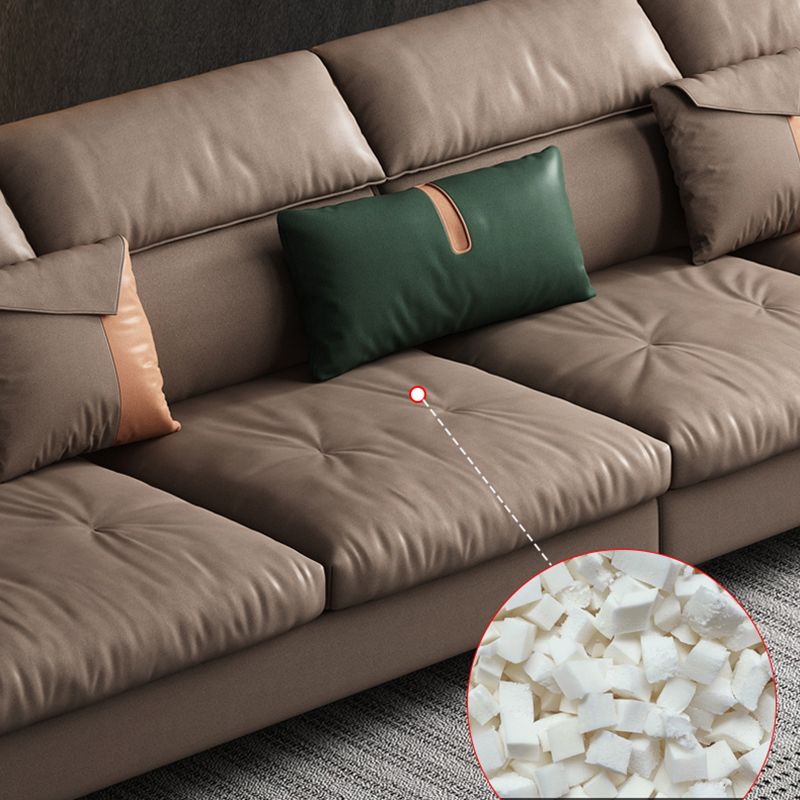 Modern 35.43 " H Faux Leather Pillow Top Arm Sofa for Living Room Clearhalo 'furn' 'furn_sectionals' 'Furniture' 'Living Room Furniture' 'Sectionals' 1200x1200_0ba6ebfc-f652-41ae-bd92-efbd52789063