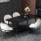 Table à manger rectangulaire en pierre moderne, 4 pieds noirs, pour salle à manger