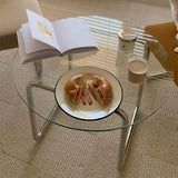 Modern Glass Top Round Coffee Table Sled Single Coffee Table