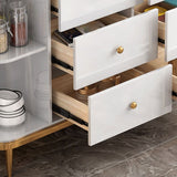 Sala da pranzo moderna a buffet in legno 33,4 "H 6 Server a buffet a 2 porte in bianco