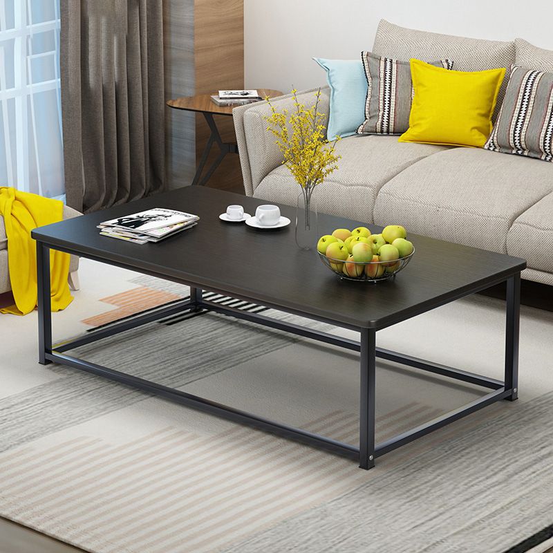 Modern Style Rectangular Wooden Table with Metal Frame Base Coffee Table Clearhalo 'Coffee & Accent Tables' 'Coffee Tables' 'coffee_tables' 'furn' 'furn_coffee_tables' 'Furniture' 'Living Room Furniture' 1200x1200_0baa55f0-7100-4809-a51e-6ad56e23b6b8