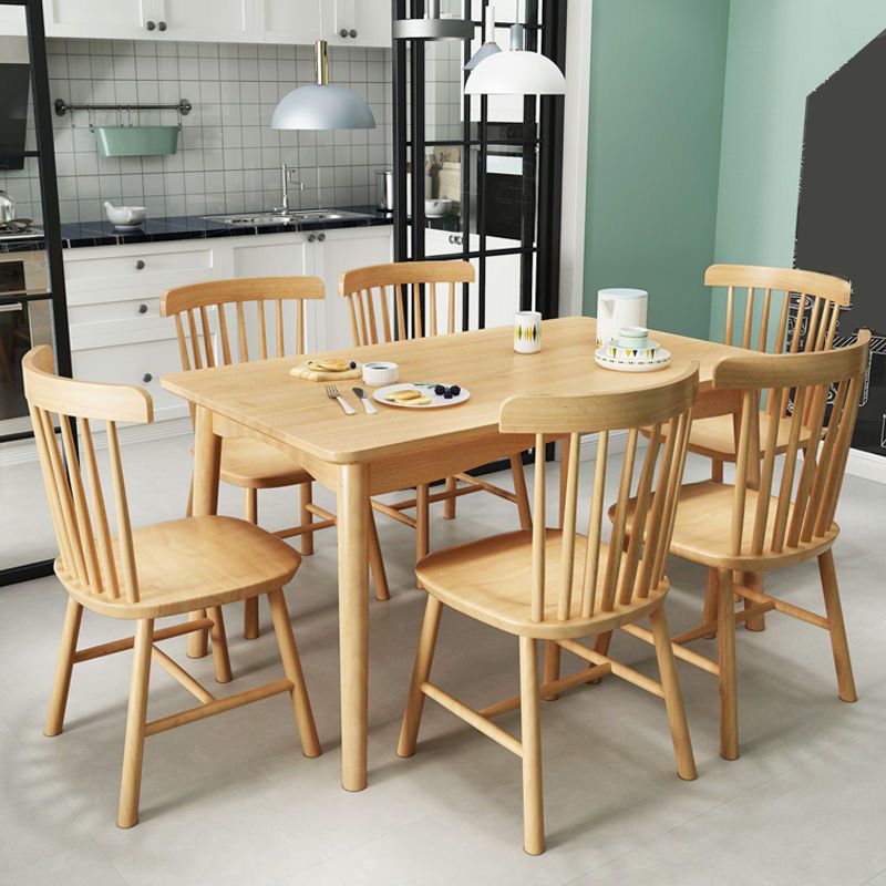 Modern Rubber Wood Dining Table 4 Legs Table for Dining Room