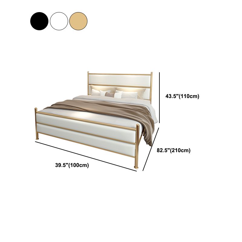 Upholstered Metal Bed with Headboard 43.3" Tall Low Profile Bed Clearhalo 'Bedroom Furniture' 'Beds' 'furn' 'furn_beds' 'Furniture' 1200x1200_0badd9cd-f404-48b3-a912-79014d07bd79