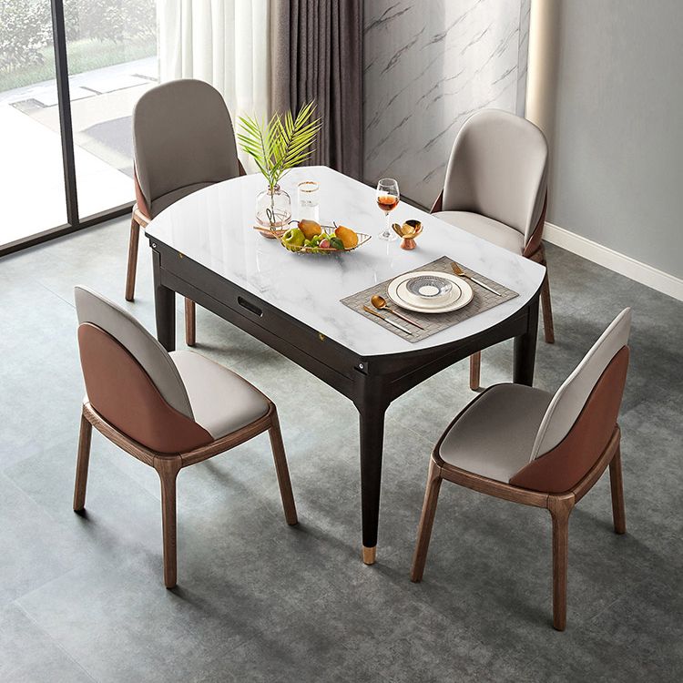 Sintered Stone Dining Table Round Drop-Leaf Dinner Table for Dining Room Clearhalo 'Dining Tables & Seating' 'Dining Tables' 'dining_table' 'furn' 'furn_dining_table' 'Furniture' 'Kitchen & Dining Furniture' 1200x1200_0baf033f-f410-4776-ab9d-7294b6f328ca
