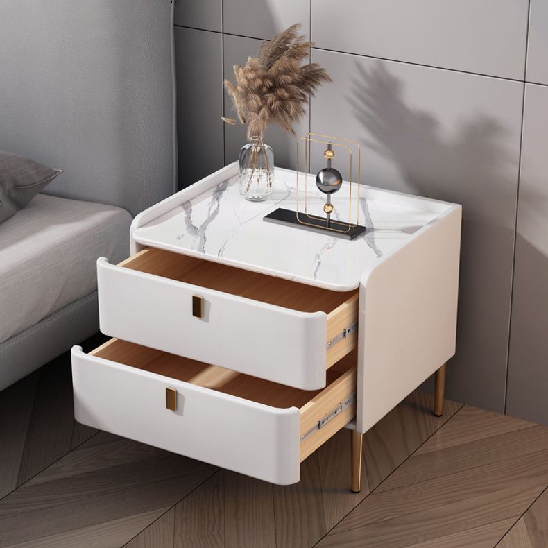 Nightand de lit de luxe léger 2 tiroirs table de nuit avec des jambes pour chambre à coucher