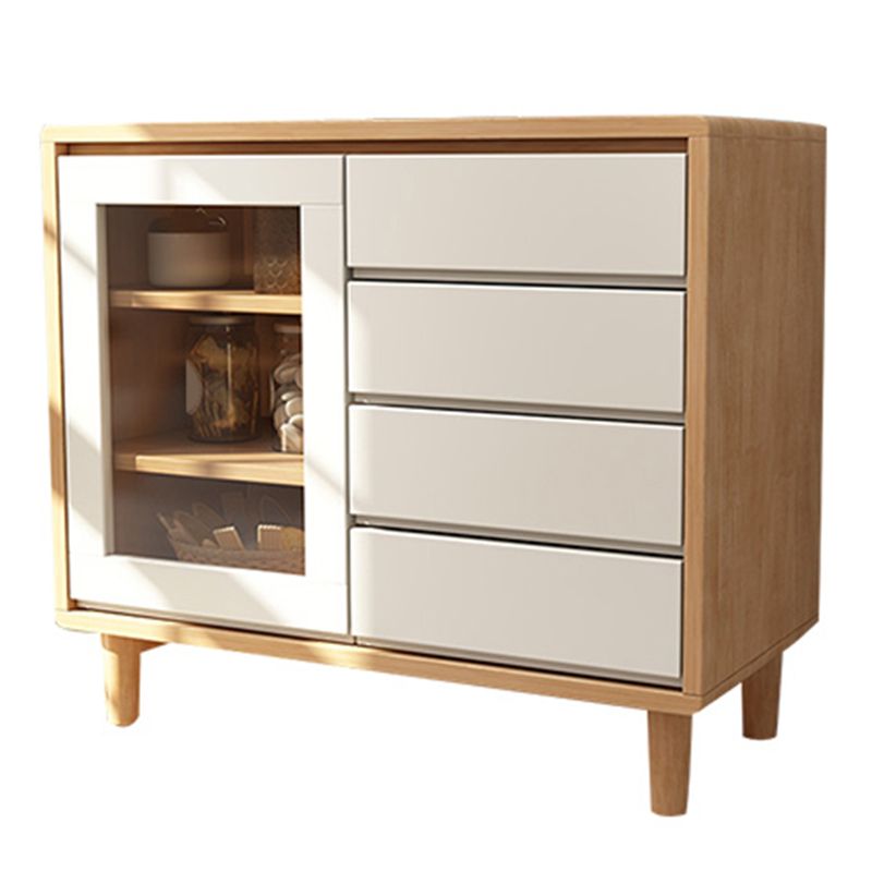 Modern Buffet Table de madera maciza de 31.5 pulgadas con gabinete y cajones