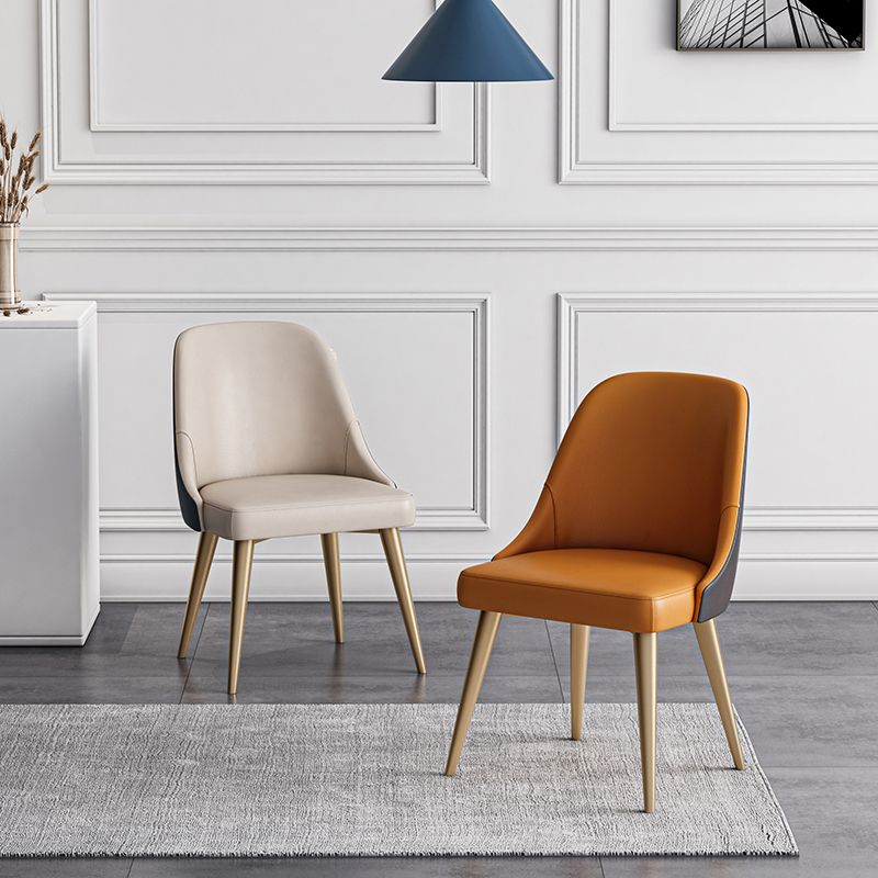 Nordic Design Faux Leather Dining Chairs Solid Back Armless Dining Chair Clearhalo ' kitchen&dining_furn' 'Dining Chairs' 'Dining Tables & Seating' 'dining_chair' 'furn' 'furn_dining_chair' 'Furniture' 'furniture_dining_chair' 'Kitchen & Dining Furniture' 'kitchen' 1200x1200_0bb6320b-590e-4a5a-aaa7-1f020e2df396