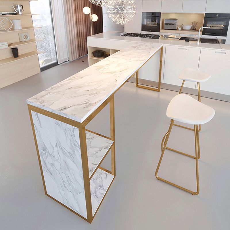 Rectangular Bar Height Table Faux Marble Top Bistro Pub Table for Patio Use Clearhalo 'Bar Furniture' 'Bar Tables' 'bar_tables' 'furn' 'furn_bar_tables' 'Furniture' 'Kitchen & Dining Furniture' 1200x1200_0bb78ad9-f89d-4a08-8845-0e0fcb9259e6