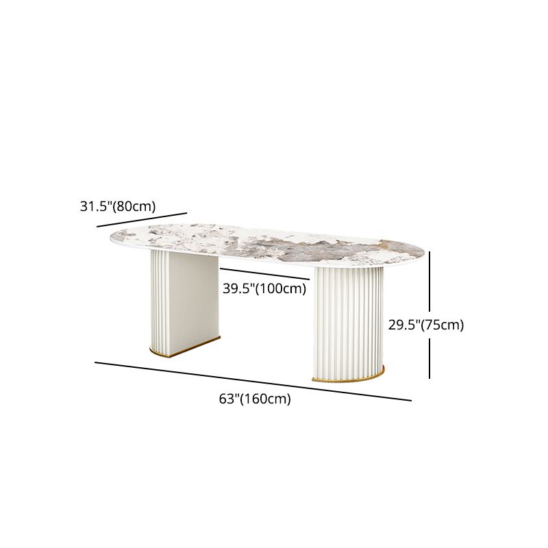 Contemporary Oval Dining Table Sintered Stone Top Double Pedestal Table Clearhalo 'Dining Tables & Seating' 'Dining Tables' 'dining_table' 'furn' 'furn_dining_table' 'Furniture' 'Kitchen & Dining Furniture' 1200x1200_0bb82ca2-9b3d-4757-abaa-5c3c66bb0fd7