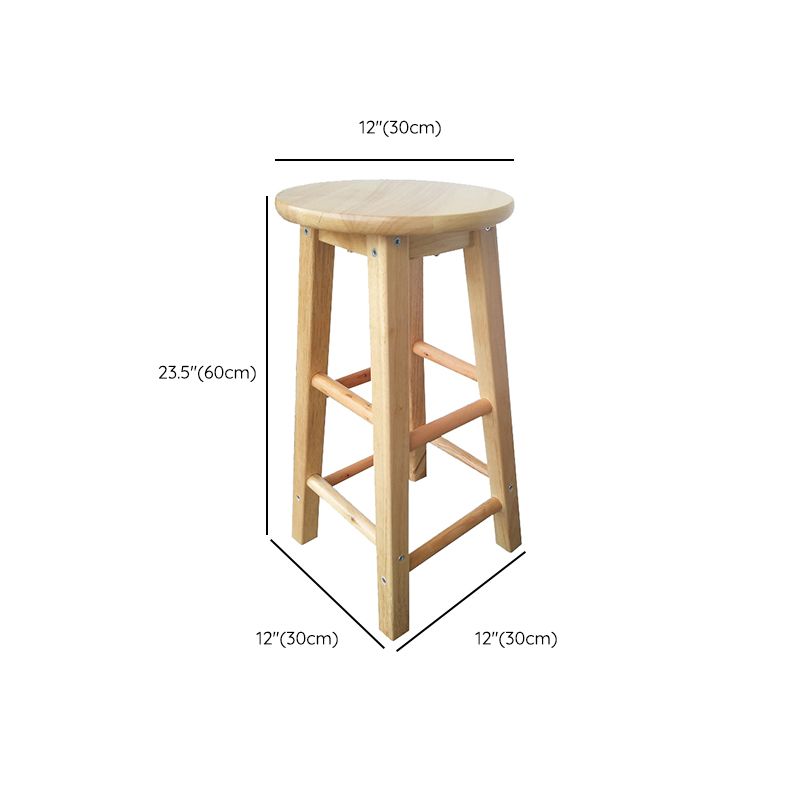 Backless Solid Wood Round Chair Industrial Wooden Counter Chair with 4 Legs