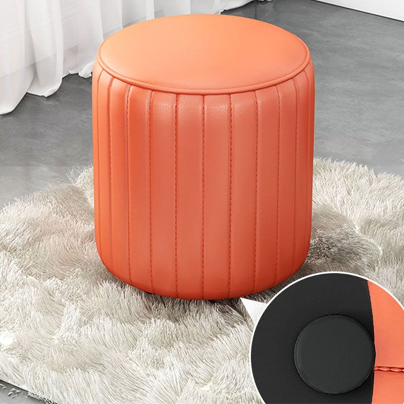 Solid Color Leather Standard Stool Modern Style Simple Round Cushion Stool Clearhalo 'furn' 'furn_ottomans_poufs' 'Furniture' 'Living Room Furniture' 'Ottomans & Poufs' 'ottomans_poufs' 1200x1200_0bbc0321-5be3-40d4-a9c1-466b2212f072