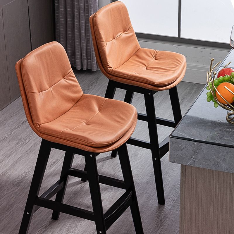 Scandinavian Upholstered Footrest Low Back Stool 27.95'' Rubberwood Bar Stool Clearhalo 'Bar Furniture' 'Bar Stools' 'bar_stools' 'Furniture' 'furniture_bar_stools' 'Kitchen & Dining Furniture' 1200x1200_0bbc101e-b326-4721-88cb-deaa8f8173c8