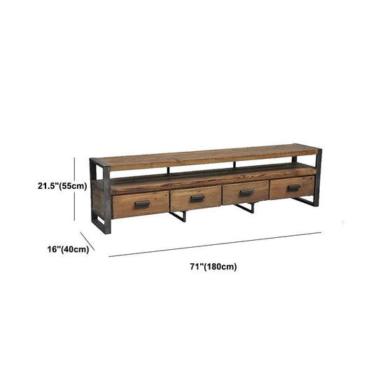 Stand TV in stile industriale a 4 cassetti 21,65 "H Wood & Iron Antique Brown TV Console