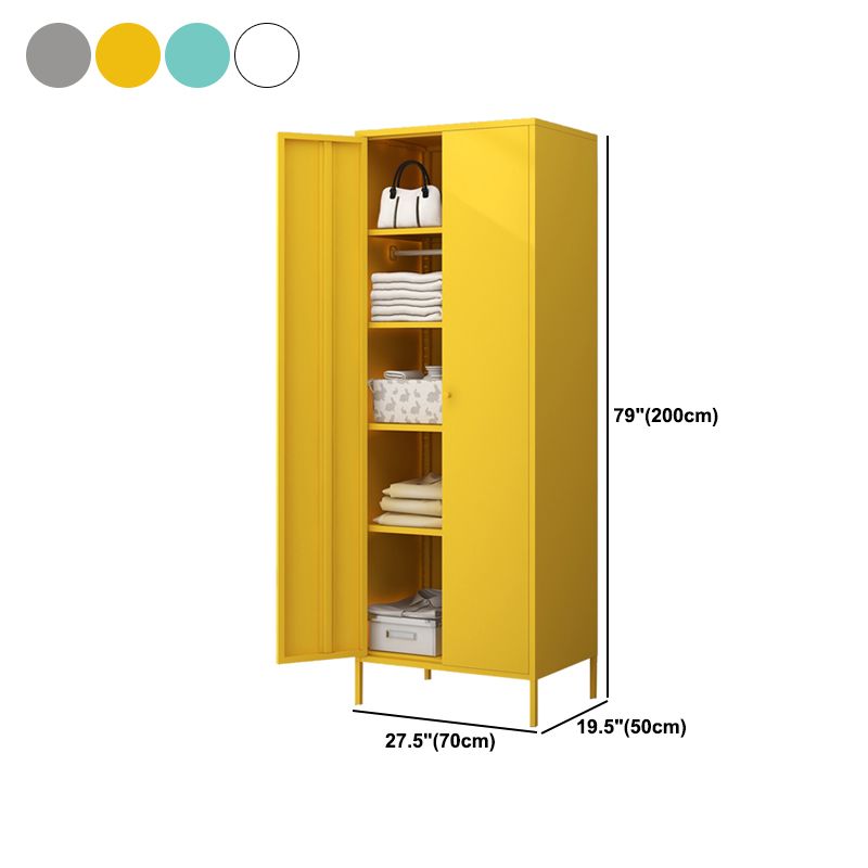 Contemporary Wardrobe Cabinet with Adjustable Shelves Steel Wardrobe Armoire Clearhalo 'Armoires & Wardrobes' 'armoires_wardrobes' 'Bedroom Furniture' 'furn' 'furn_armoires_wardrobes' 'Furniture' 1200x1200_0bbc7be5-c275-4bc8-be34-54c102c92d8f