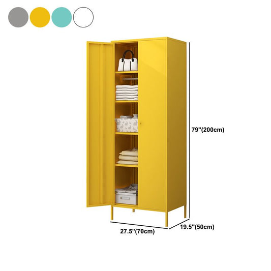 Contemporary Wardrobe Cabinet with Adjustable Shelves Steel Wardrobe Armoire Clearhalo 'Armoires & Wardrobes' 'armoires_wardrobes' 'Bedroom Furniture' 'furn' 'furn_armoires_wardrobes' 'Furniture' 1200x1200_0bbc7be5-c275-4bc8-be34-54c102c92d8f
