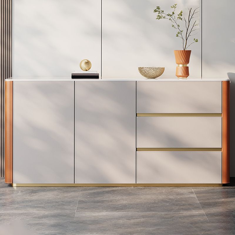 Glam Buffet Table Stone Buffet Sideboard with Cabinets and Drawers Clearhalo 'buffet_sideboard' 'Buffets & Sideboards' 'furn' 'furn_buffet_sideboard' 'Furniture' 'Kitchen & Dining Furniture' 1200x1200_0bbd21f2-ebe9-4d1c-928d-315dcd7aeb31