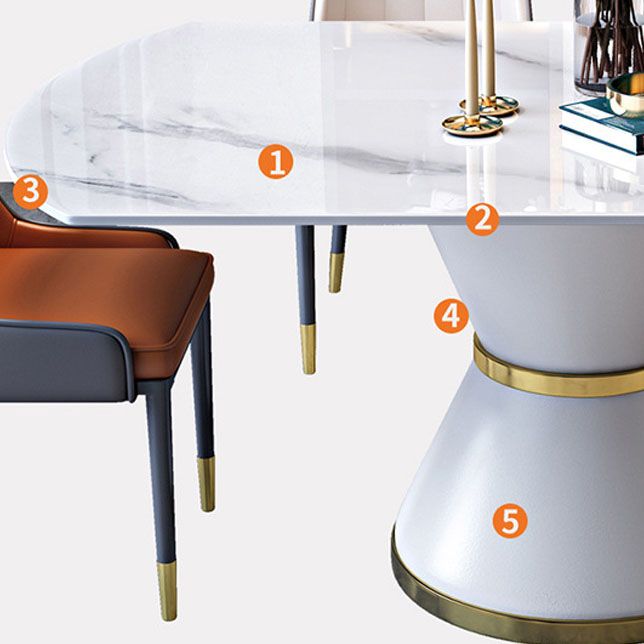 Metal Pedestal Dining Table Extendable Table for Kitchen Dining Room Clearhalo 'Dining Tables & Seating' 'Dining Tables' 'dining_table' 'furn' 'furn_dining_table' 'Furniture' 'Kitchen & Dining Furniture' 1200x1200_0bbd2d14-f749-42d8-8d49-e3bc77eef6b8