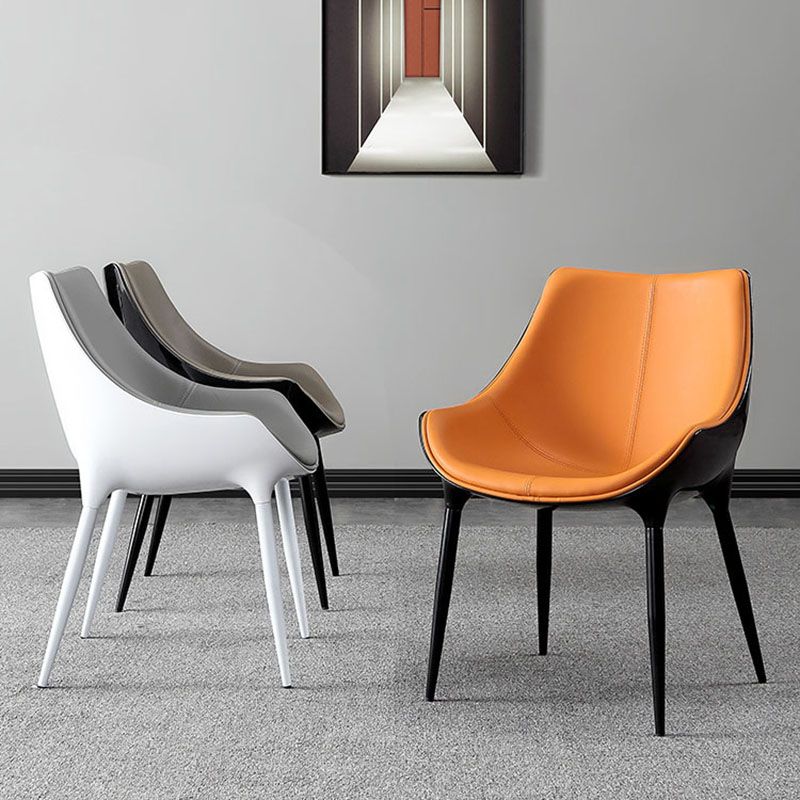Contemporary Style Leather Dining Chairs Solid Back Arm Side Chairs (Set of 2) Clearhalo ' kitchen&dining_furn' 'Dining Chairs' 'Dining Tables & Seating' 'dining_chair' 'furn' 'furn_dining_chair' 'Furniture' 'furniture_dining_chair' 'Kitchen & Dining Furniture' 'kitchen' 1200x1200_0bc4207c-9166-4d0c-839b-8a2f8a99ad89