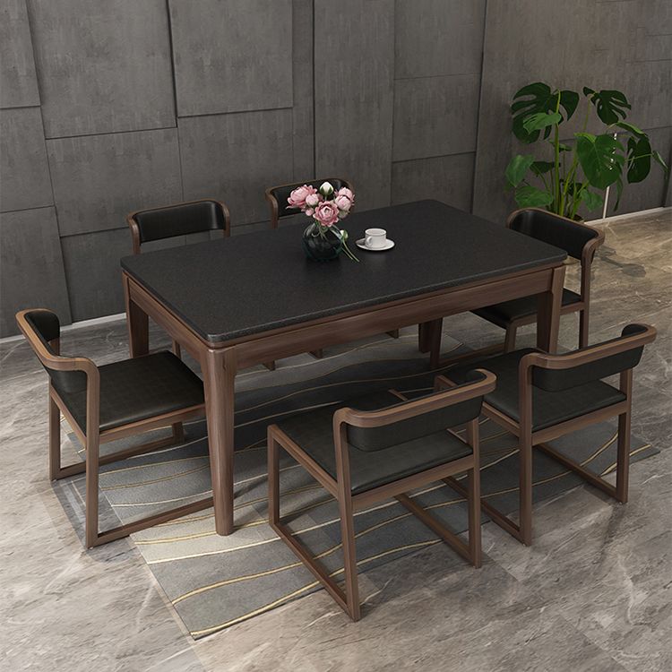 Stone Top Dinette Table with Ash Wood Legs Black Indoor Dining Table Clearhalo 'Dining Tables & Seating' 'Dining Tables' 'dining_table' 'furn' 'furn_dining_table' 'Furniture' 'Kitchen & Dining Furniture' 1200x1200_0bc42fa5-98fe-4f96-be0d-365467f10d56