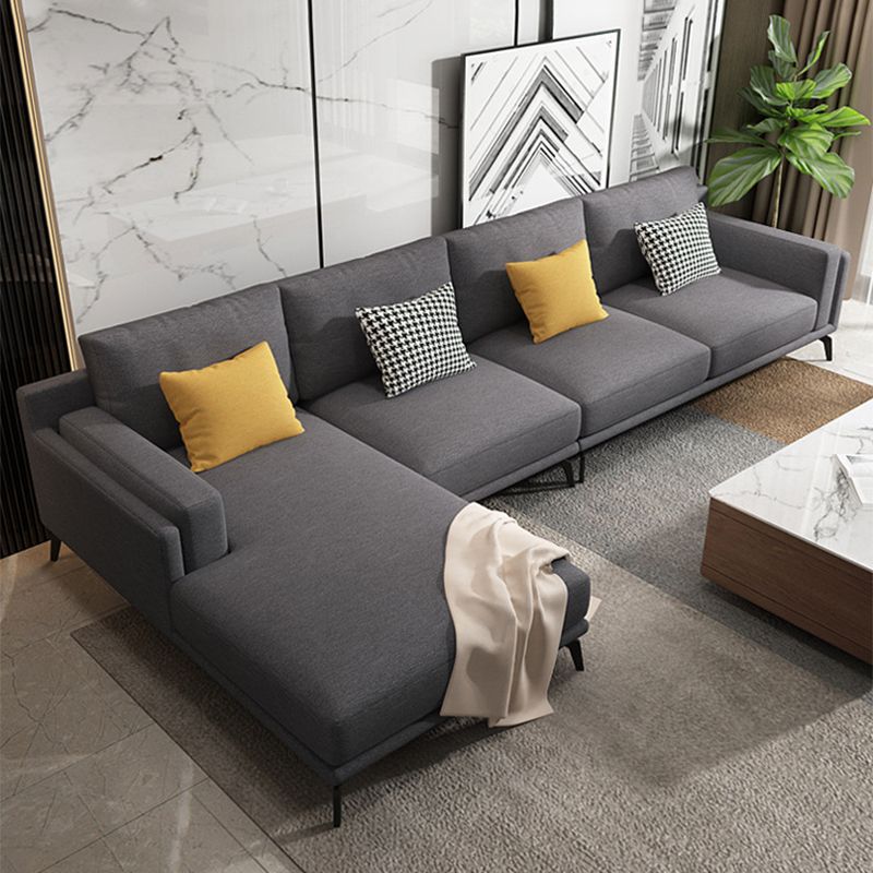 Moderne kussenrugstof sectionele L-vorm vierkante arm sectioneel