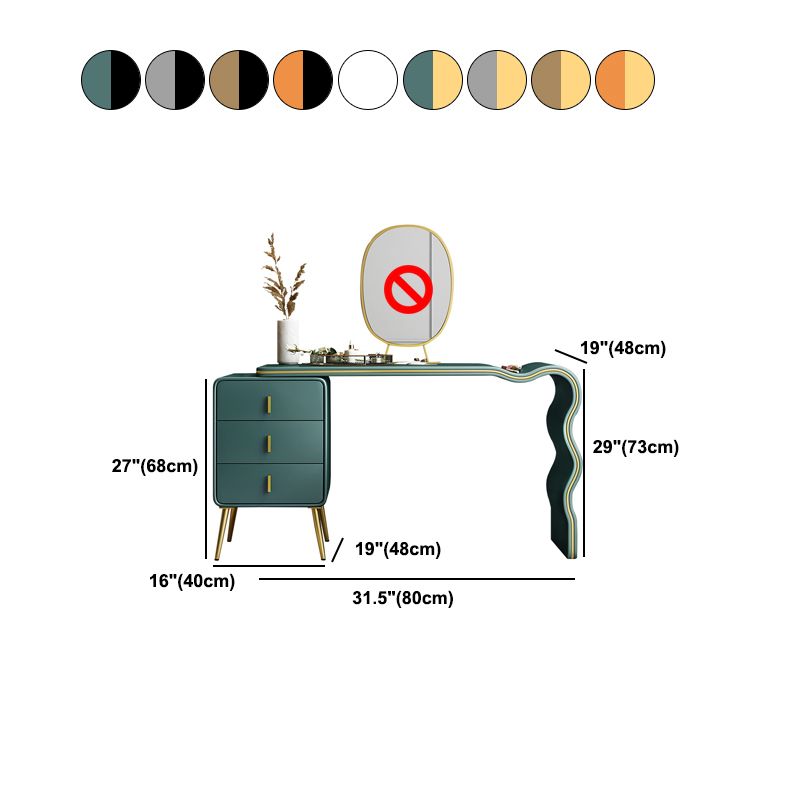 3 Drawers Make-up Vanity Set, 28.74" H Leather Vanity with Stool & Mirror Clearhalo 'Bedroom Furniture' 'furn' 'furn_makeup_vanities' 'Furniture' 'Makeup Vanities' 'makeup_vanities' 1200x1200_0bc559b7-e1b8-4d65-9ebc-63d3b7988ba6