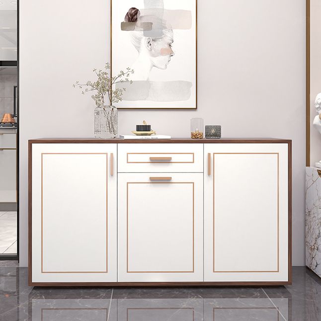 Pinie en bois d'ingénierie blanche étagère réglable moderne crédenza avec tiroir