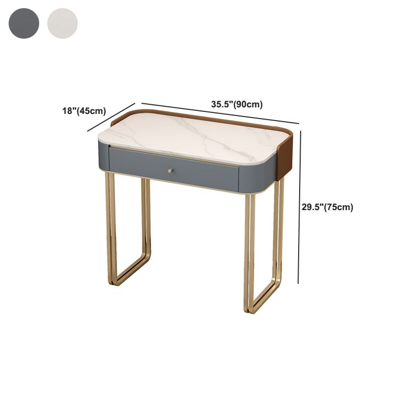 Stone Top Make-up Eitelkeit luxuriöser Metall-Schminktisch in Grau/Weiß