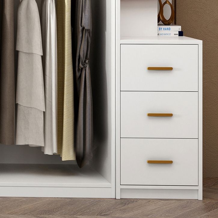 White Wooden Wardrobe Contemporary Style Wardrobe Closet with Drawer Clearhalo 'Armoires & Wardrobes' 'armoires_wardrobes' 'Bedroom Furniture' 'furn' 'furn_armoires_wardrobes' 'Furniture' 1200x1200_0bcdc7ab-a0e4-4462-bda2-ccc04780f3f1