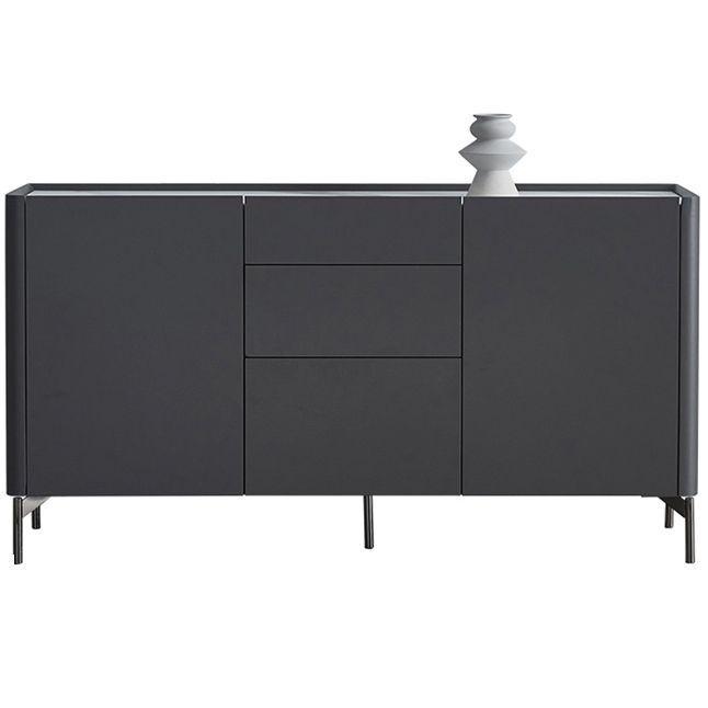 Server da pranzo in pietra grigia e buffet in legno con cassetti