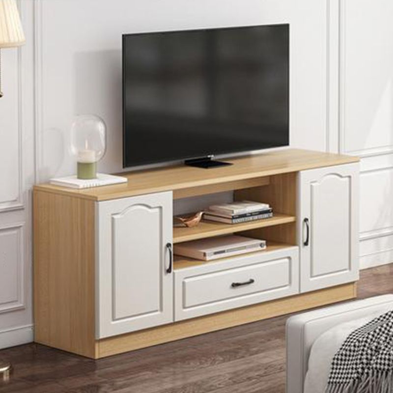 23.5 "H Modern Wooden TV Consola Open Storage Stand con cajón y puertas