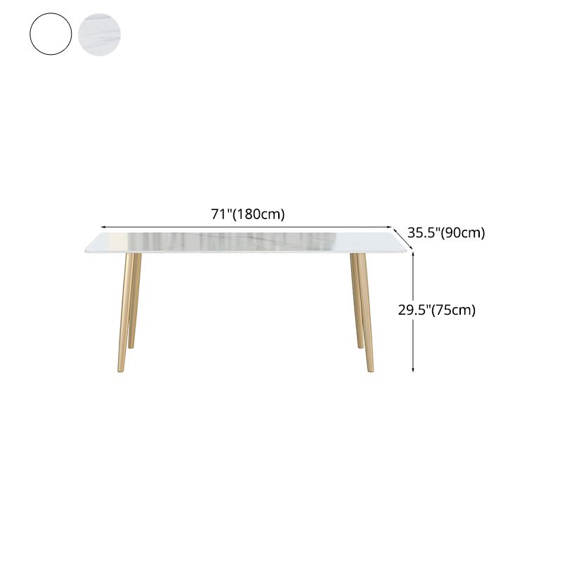 Glam Iron Dinette Set 1/2/3/5/7 Pieces Rectangle Dining Table Set with Sintered Stone Top