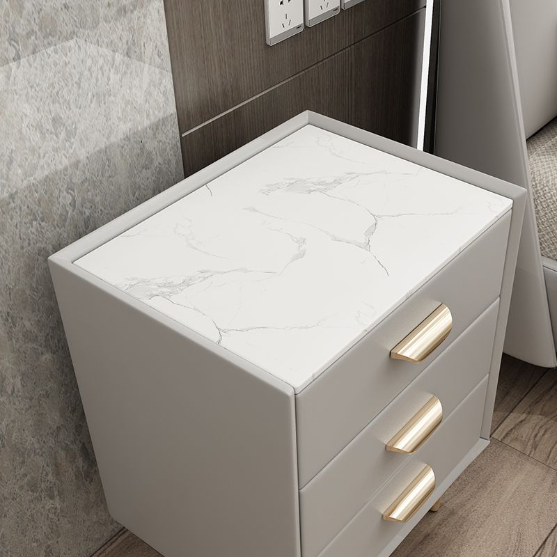 Cantenina de madera sólida contemporánea 3 - Mesa nocturna de piedra de cajón