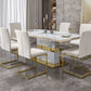 Luxury Sintered Stone Top Table Rectangle Table with Gold Pedestal Clearhalo 'Dining Tables & Seating' 'Dining Tables' 'dining_table' 'furn' 'furn_dining_table' 'Furniture' 'Kitchen & Dining Furniture' 1200x1200_0bd36c85-11e4-4752-9655-02a17092b8cc