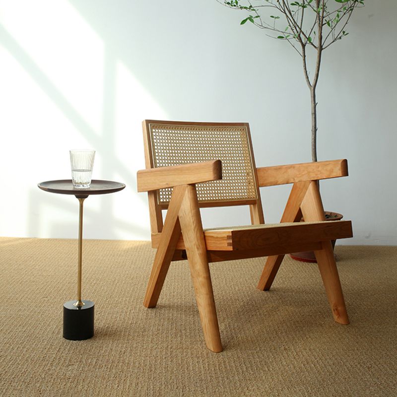 Woven Back Lounge Chair Basic Four Leg Solid Wood Chair with Cushion Clearhalo 'Accent Chairs' 'accent_chairs' 'Chairs & Seating' 'furn' 'furn_accent_chairs' 'Furniture' 'Living Room Furniture' 1200x1200_0bd5e6b8-2c1f-4c2d-ac68-bda57f5b6573