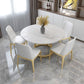 Glam 1/4/6 Pieces Dining Set Round Stone Dining Table for Dining Room Clearhalo 'Dining Room Sets' 'Dining Tables & Seating' 'dining_room_set' 'furn' 'furn_dining_room_set' 'Furniture' 'furniture_dining_room_set' 'Kitchen & Dining Furniture' 1200x1200_0bd6fd1c-205f-4b58-8faa-d584d830b755