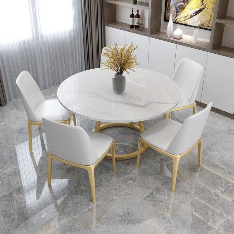 Glam 1/4/6 Pieces Dining Set Round Stone Dining Table for Dining Room Clearhalo 'Dining Room Sets' 'Dining Tables & Seating' 'dining_room_set' 'furn' 'furn_dining_room_set' 'Furniture' 'furniture_dining_room_set' 'Kitchen & Dining Furniture' 1200x1200_0bd6fd1c-205f-4b58-8faa-d584d830b755