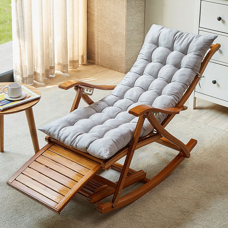 Chaise à bascule moderne Bamboo Rocker avec coussins amovibles